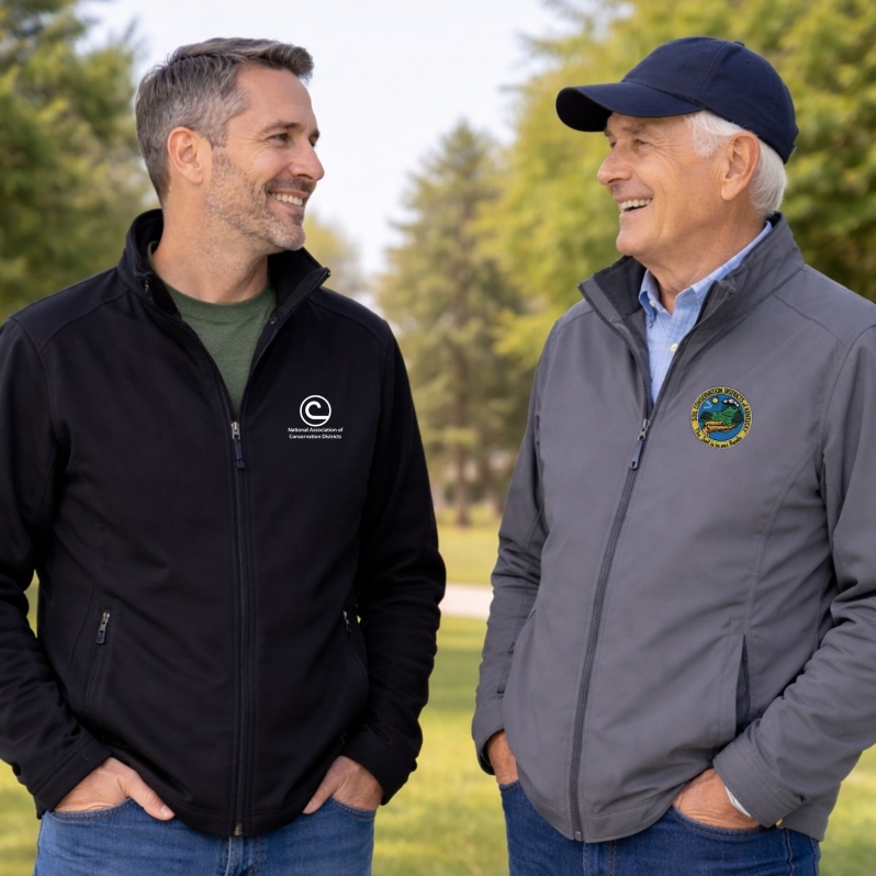 Product Description: Click "More Images" below thumbnail photo and expand window for color options.</br></br>Product Description:Stay comfortable and protected in all seasons with the Port Authority Core Soft Shell Jacket. This versatile jacket combines sleek styling with performance features, making it perfect for everyday wear, work, outdoor activities, or layered over a favorite tee. The soft shell fabric offers light wind resistance, gentle stretch, and a polished look that transitions easily from casual to professional settings.</br></br>Designed with a modern silhouette and thoughtful details, this jacket delivers comfort and function without bulk. Zippered front pockets keep essentials secure, while the full-length zipper and stand-up collar provide adjustable coverage when weather changes. Durable and easy to care for, the Core Soft Shell is a reliable choice for unpredictable conditions.</br></br>Available Colors:Battleship Grey,Black,Dress Blue Navy,Deep Smoke</br></br>Key Features:</br>Soft shell fabric with light stretch for mobility</br>Full-length front zipper with stand-up collar</br>Two zippered front pockets for secure storage</br>Comfortable long sleeves with clean finished cuffs</br>Professional clean design perfect for everyday wear</br></br>Sizes:Available in Men’s and Women’s sizing from XS to 6XL</br></br>Generous cut with a comfortable fit through the shoulders and body.</br>Suggested to size up for layering over thicker apparel</br></br>Fit and Styling:</br></br>A classic soft shell profile that layers easily over shirts and mid-layers</br>Slight tailoring at the waist for a flattering silhouette without restricting movement</br>Ideal for work, travel, commuting, or outdoor settings</br></br>Care Instructions</br>Machine wash cold with like colors</br>Tumble dry low or hang to dry</br>Do not bleach</br></br>NACD values you as a customer and a Conservation partner. Once payment has been received, items can take more than 10 days for customization and quality check so please plan accordingly.All orders will be sent directly to you from Cabela’s. It is important to us that your order is right the first time and we want to exceed your expectations. To ensure the accuracy of your order please provide all the needed size, color or other specific information. Bass Pro strives to ensure that all Marketplace items are in-stock but if for some reason availability is limited, staff will work to resolve the concern.</br></br>CUSTOM LOGOS AVAILABLE:Interested in customized logo-wear for your Conservation District or State Association?Fill outthis formand email it to us atstewardship@nacdnet.org</br> Mens Core Soft Shell Jacket