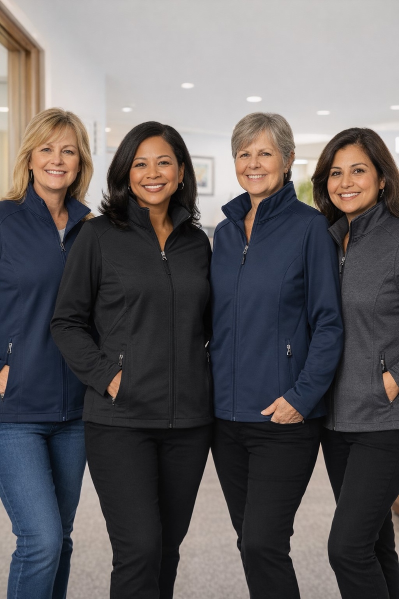 Product Description: Click "More Images" below thumbnail photo and expand window for color options.</br></br>Product Description:Stay comfortable and protected in all seasons with the Port Authority Core Soft Shell Jacket. This versatile jacket combines sleek styling with performance features, making it perfect for everyday wear, work, outdoor activities, or layered over a favorite tee. The soft shell fabric offers light wind resistance, gentle stretch, and a polished look that transitions easily from casual to professional settings.</br></br>Designed with a modern silhouette and thoughtful details, this jacket delivers comfort and function without bulk. Zippered front pockets keep essentials secure, while the full-length zipper and stand-up collar provide adjustable coverage when weather changes. Durable and easy to care for, the Core Soft Shell is a reliable choice for unpredictable conditions.</br></br>Available Colors:Battleship Grey,Black,Dress Blue Navy,Deep Smoke</br></br>Key Features:</br>Soft shell fabric with light stretch for mobility</br>Full-length front zipper with stand-up collar</br>Two zippered front pockets for secure storage</br>Comfortable long sleeves with clean finished cuffs</br>Professional clean design perfect for everyday wear</br></br>Sizes:Available in Men’s and Women’s sizing from XS to 6XL</br></br>Generous cut with a comfortable fit through the shoulders and body.</br>Suggested to size up for layering over thicker apparel</br></br>Fit and Styling:</br></br>A classic soft shell profile that layers easily over shirts and mid-layers</br>Slight tailoring at the waist for a flattering silhouette without restricting movement</br>Ideal for work, travel, commuting, or outdoor settings</br></br>Care Instructions</br>Machine wash cold with like colors</br>Tumble dry low or hang to dry</br>Do not bleach</br></br>NACD values you as a customer and a Conservation partner. Once payment has been received, items can take more than 10 days for customization and quality check so please plan accordingly.All orders will be sent directly to you from Cabela’s. It is important to us that your order is right the first time and we want to exceed your expectations. To ensure the accuracy of your order please provide all the needed size, color or other specific information. Bass Pro strives to ensure that all Marketplace items are in-stock but if for some reason availability is limited, staff will work to resolve the concern.</br></br>CUSTOM LOGOS AVAILABLE:Interested in customized logo-wear for your Conservation District or State Association?Fill outthis formand email it to us atstewardship@nacdnet.org</br> Ladies Core Soft Shell Jacket