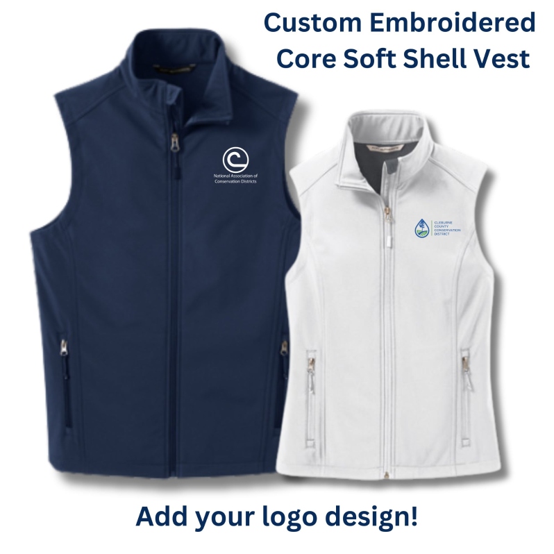 Product Description: TheCore Soft Shell Vest is a NACD member favorite! </br></br>At NACD, we deeply value you as a customer and conservation partner. Once your order is placed, we will begin the customization process promptly. Please note that newly submitted logos may require additional time for embroidery or engraving setup, as well as a quality check. If we already have your logo on file or you have ordered previously, your order will typically be processed and shipped within a week. All items will be shipped directly from Bass Pro/Cabela's.</br></br>*We do suggest that when ordering ladies tapered fit, to size up one size from your normal since you will wear a shirt under the vest. Please note: The mens fit may be longer on average height women. Contact us for sizing assistance!</br></br>We are committed to ensuring your order is accurate and meets your expectations. To help us achieve this, please provide all necessary details such as sizes, colors, and other specifications. While we strive to keep all Marketplace items in stock, if availability is limited, our team will work to resolve any issues and ensure your satisfaction.</br></br>Custom Logo?Email it to us at stewardship@nacdnet.org</br></br>Polyester/Spandex woven water-resistant shell with microfleece lining, cadet collar and front zippered pockets. </br></br>100% polyester woven shell bonded to a water-resistant film insert and a 100% polyester microfleece lining</br></br>92/8 poly/spandex woven shell bonded to a water-resistant film insert and a 100% polyester microfleece lining (Heathers)</br></br>1000MM fabric waterproof rating</br></br>1000G/M² fabric breathability rating</br></br>Wind-resistant and water-repellent</br></br>Reverse coil zippers</br></br>Zip-through cadet collar with chin guard</br></br>Front zippered pockets</br></br>Open hem</br></br>Mens Product Measurements</br></br>XS</br></br>S</br></br>M</br></br>L</br></br>XL</br></br>2XL</br></br>3XL</br></br>4XL</br></br>Chest Width</br></br>19</br></br>20 1/2</br></br>22</br></br>23 1/2</br></br>25</br></br>26 1/2</br></br>28 1/2</br></br>30 1/2</br></br>Body Length</br></br>26</br></br>27</br></br>28</br></br>29</br></br>30</br></br>31</br></br>31 1/2</br></br>32</br></br>Chest Width: Measured across the chest one inch below armhole when laid flat.</br></br>Body Length: Measured from high point of shoulder from the front.</br></br>Ladies Product Measurements</br></br>XS</br></br>S</br></br>M</br></br>L</br></br>XL</br></br>XXL</br></br>3XL</br></br>4XL</br></br>Size</br></br>2</br></br>4/6</br></br>8/10</br></br>12/14</br></br>16/18</br></br>20/22</br></br>24/26</br></br>28/30</br></br>Bust</br></br>17</br></br>18</br></br>19</br></br>20 1/2</br></br>22</br></br>23 1/2</br></br>25 1/2</br></br>27 1/2</br></br>Body Length</br></br>24 1/4</br></br>24 3/4</br></br>25 1/4</br></br>26 1/4</br></br>27 1/4</br></br>28 1/4</br></br>28 3/4</br></br>29 1/4</br></br>Bust: Measured across the chest one inch below armhole when laid flat.</br></br>Body Length: Measured from high point of shoulder from the front.</br> NACD Favorite! Core Soft Shell Vest