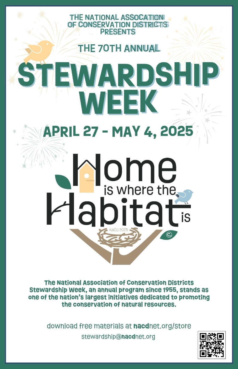 Product Description: This is a PDF file for digital use and personal printing. After the order is placed, the link to the PDF file will be sent to the customer. For recipients with nacdnet.net email addresses, we kindly request that you add stewardship@nacdnet.org to your safe senders list to ensure seamless receipt of your download link. Should you be unable to access these settings, please feel free to send an email to stewardship@nacdnet.org with the subject line "safe sender," and our team will respond. This should help correct any email filter issues.</br></br>This poster is perfect to hang and advertise Stewardship Week in your district office, local schools, or at conservation events!</br> 2025 Stewardship Week Alternate Poster