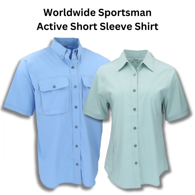 Product Description: Click "More Images" above and expand window for additional photos!</br></br>At the NACD Marketplace, we prioritize service to our members over profitability. In partnership with Cabela’s and Bass Pro, we offer business-to-business pricing on high-quality apparel and accessories.</br></br>Prices vary based on product size, reflecting the actual cost, without inflating for larger or smaller sizes. All NACD apparel can be customized with your district, association, or other NACD partner logo embroidered at no extra charge.</br></br>Once your order is placed, we will begin the customization process promptly. Please note that newly submitted logos may require additional setup time for embroidery or engraving and a quality check. Orders with pre-existing logos will typically be processed and shipped within a week. All items are shipped directly from Bass Pro/Cabela's. We deeply value you as a customer and conservation partner. To ensure your order is accurate and meets your expectations, please provide all necessary details such as sizes, colors, and other specifications. While we strive to keep all Marketplace items in stock, if availability is limited, our team will work quickly to resolve any issues and ensure your satisfaction.</br></br>Custom logo? Email it to us atstewardship@nacdnet.org.</br></br>World Wide Sportsman Short Sleeve Active Shirt.</br></br>Are you tired of feeling like a sweaty mess during your outdoor escapades? Look no further! Our lightweight 100% polyester twill shirt is here to save the day (and your fashion reputation)!Features that will make you say, "Wow! I need this in my life!"</br></br>Moisture-Wicking Magic: Say goodbye to those embarrassing sweat stains! Our shirt's moisture-wicking technology will keep you feeling fresh and dry, even during the most intense activities.</br></br>Sun Protection Superpowers: UPF 50+ sun protection to shield you from those harmful rays. Because who needs a sunburn when you can have a shirt that's got your back?</br></br>Air Breeze Guarantee: Ever wish you had your personal fan following you everywhere? Well, our cape back with 100% polyester mesh lining will keep that air moving and make you feel like a superstar!</br></br>Button Down Collar: For those moments when you want to go from "adventure enthusiast" to "classy explorer" in a matter of seconds.</br></br>Men's Mesh Pockets: Need a place to stash your essentials? Our shirt comes equipped with mesh pockets to keep your belongings secure and stylishly handy.</br></br>Women's Side Pockets with Invisible Zippers: Ladies, we've got you covered too! Our shirt features side pockets with invisible zippers, so you can keep your secrets safe while looking fabulous.</br></br>Roll-Up Sleeves: Need to go from a serious hiker to a laid-back camper? Roll up your sleeves and embrace the versatility of our shirt, suitable for all your outdoor mood swings.</br></br>Available in Women'sand sizes S-2XL and Men M-3XL.So, what are you waiting for? Lifeis too short for boring shirts!</br> World Wide Sportsman Active Short Sleeve