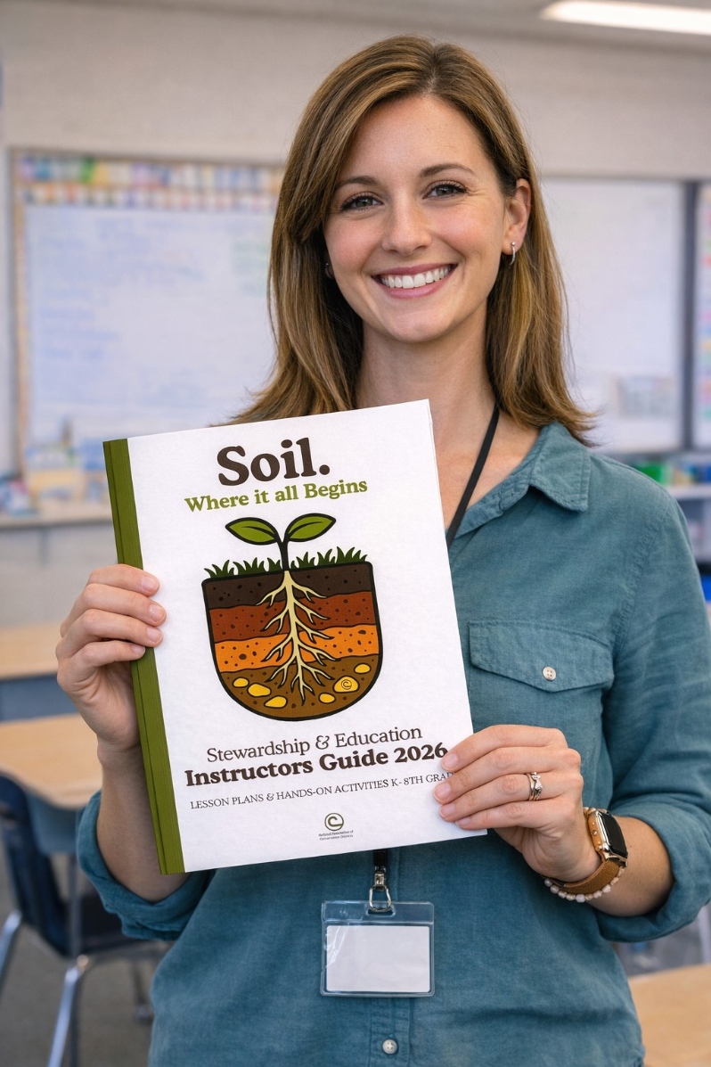 Product Description: NACD 2026 Stewardship & Education Bulk Materials</br></br>Support your district’s outreach and education efforts with NACD’s 2026 Stewardship materials, designed to help you engage youth and communities in natural resource conservation.Bulk materials are available at reduced pricing to support classroom programs, field days, and community events. Select items have minimum order quantities as noted below.</br></br>Shipping: Shipping will be based on total costs. If your shipping far exceeds payment total, we will contact you. If your shipping is less than the total paid, you will receive additional merch to make up the differences.</br></br>AVAILABLE MATERIALS AND PRICING</br></br>EDUCATION GUIDE</br>5 count: $20.00</br></br>STUDENT JOURNAL</br>100 Count $19.00</br></br>BOOK MARK</br></br>Full Color - 100 Count: $10.00 </br></br>Color Me In (Black and White) 100 Count: $6.00</br></br>ACTIVITY PLACEMATS FULL COLOR</br>100 Count: $29.00</br></br>COLORING PAGES</br>500 Count $25.00</br></br>FUNDRAISER STICKERS: VINYL STICKER SHEETS</br>Soil. Where it all Begins 1.5 inch decal 126 count: $20.00</br></br>Soil. Where it all Begins 3.5 inch decal 50 count: $40.00</br></br>I Love Soil (With layers 4 inch decal 50 count $45.00</br></br>BLANK GREETINGCARDS</br>Soil. Where it all Begins - Includes envelope and theme sticker seal</br>25 count - 25.00</br></br>SOIL PROBES</br>$25.00 each - No minimum</br> 2026 Bulk Printed Materials